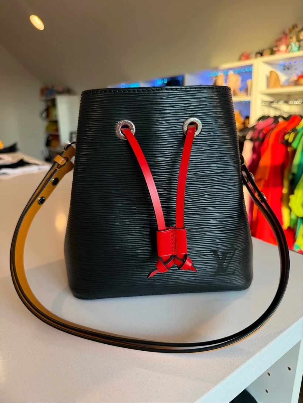 Louis Vuitton NeoNoe BB blue black yellow red bucket bag